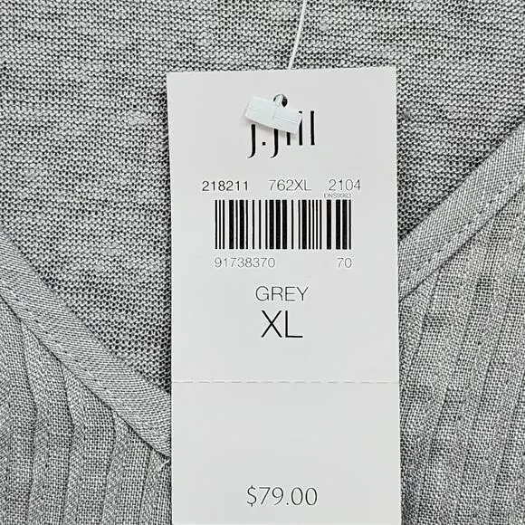NWT J Jill Love Linen Shirt XL Pintuck Gray Popover Top Lagenlook Cottagecore - Picture 11 of 13